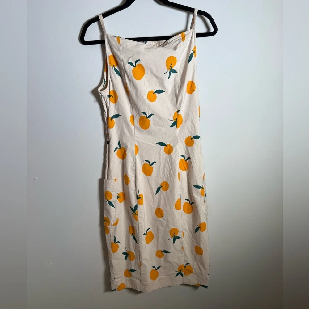 Anthropologie Maeve Dylan Mierzwinski Orange Print Midi Dress | Size S - Picture 3 of 9